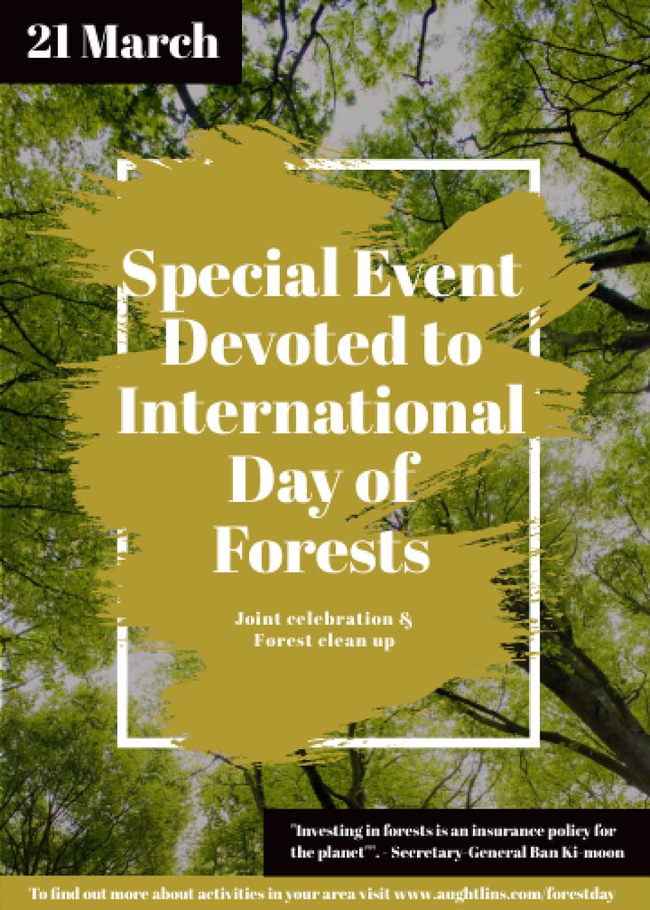 International Day of Forests Event Tall Trees Flayer Design Template