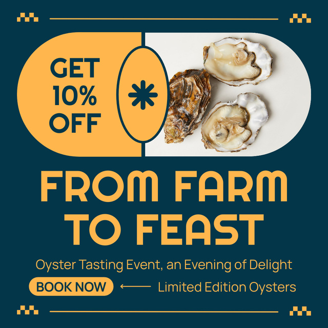 Ontwerpsjabloon van Instagram AD van Discount Offer with Delicious Oysters