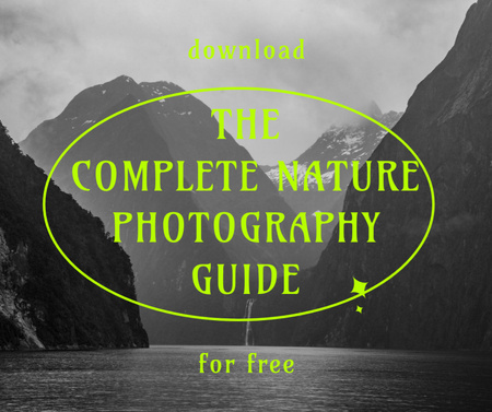 Photography Guide Ad with Mountain Lake Landscape Facebook Design Template