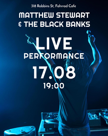 Live Performance Announcement with Dj Poster 16x20in Design Template