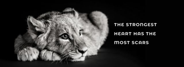 Wise Life Quote with Lion Cub Facebook cover Πρότυπο σχεδίασης