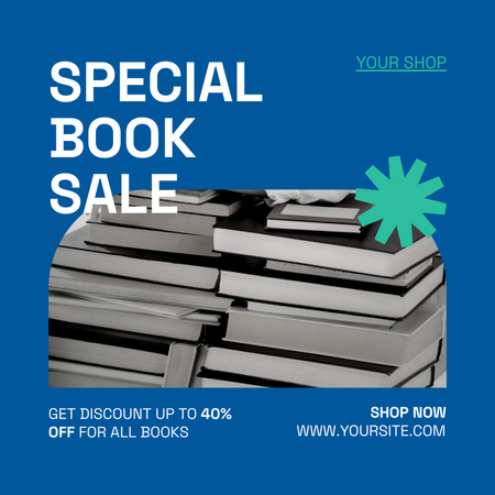 Books with Special Discount on Blue Instagram Design Template