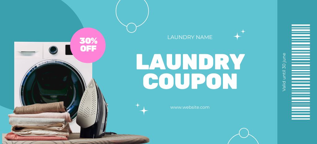 Laundry Service Voucher with Modern Washing Machine Coupon 3.75x8.25in – шаблон для дизайна