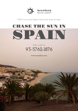 Designvorlage Reiseangebot nach Spanien mit Berglandschaft für Poster