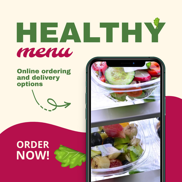 Plantilla de diseño de Healthy Meals Option With Delivery In Fast Restaurant Animated Post 