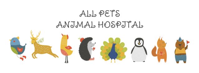 Animal Hospital ad with Animals Icons Facebook cover Design Template