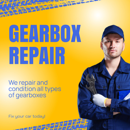 Gearbox Repair Car Service Offer Animated Post Design Template