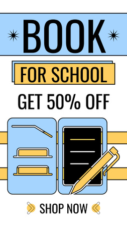 New Book For School With Discounts Offer Instagram Story Design Template