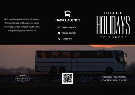 Ontwerpsjabloon van Brochure van Advertentie voor busvakantiereizen