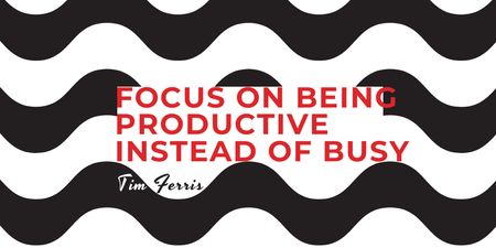 Productivity Quote on Waves in Black and White Twitter Πρότυπο σχεδίασης