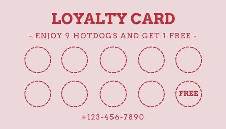 Hot-Dogs kiskereskedelmi hűségprogram Business Card US tervezősablon