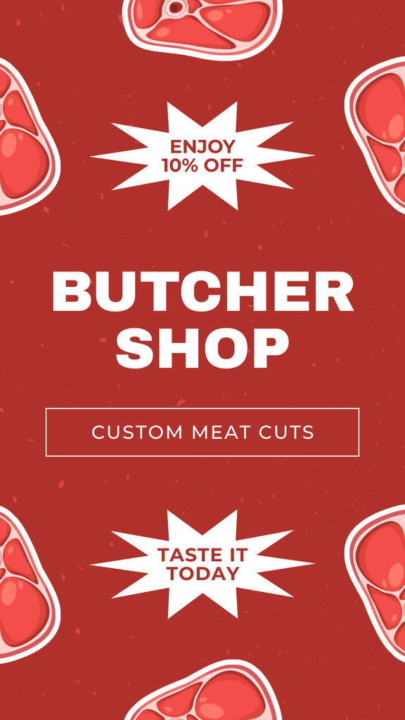 Custom Steaks Offer on Red Instagram Story Πρότυπο σχεδίασης