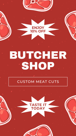 Modèle de visuel Offre de steaks personnalisés sur rouge - Instagram Story
