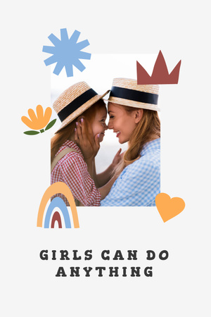 Template di design Girl Power Inspiration with Woman holding Happy Child Pinterest