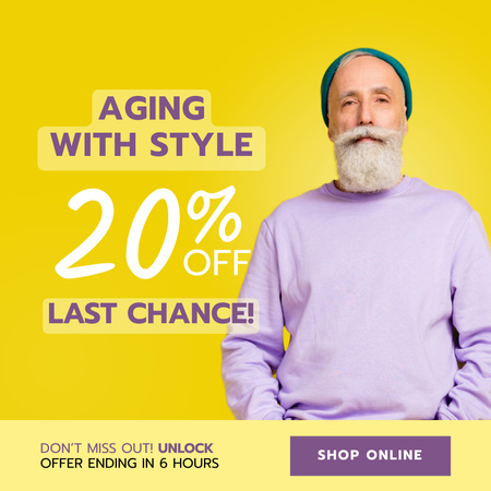 Szablon projektu Discount Offer on Stylish Elderly Clothing Instagram