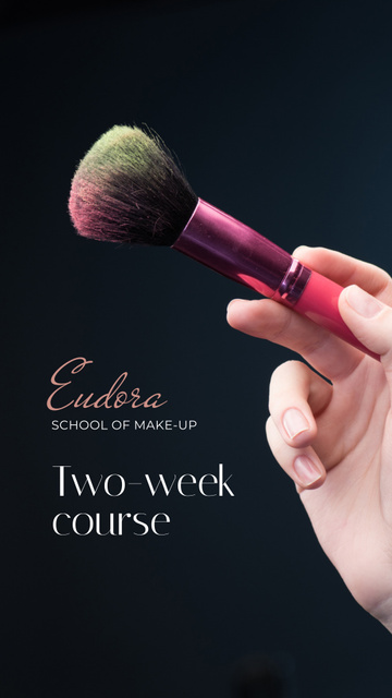 Makeup Courses Promotion with Hand holding Brush Instagram Story Design Template