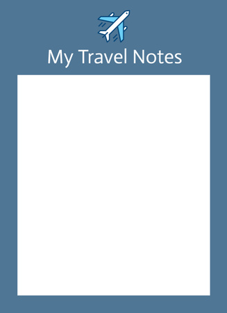Travel Itinerary Planner with Airplane Notepad 4x5.5in Design Template