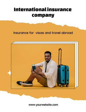 International Insurance Firm Service Promotion with African American Traveler Flyer 8.5x11in Design Template