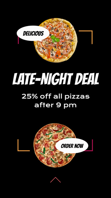 Delicious Pizza With Discount In Happy Hours Instagram Video Story Design Template