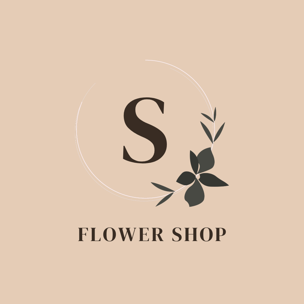Flower Shop Ad with Flower on Circle Logo Tasarım Şablonu