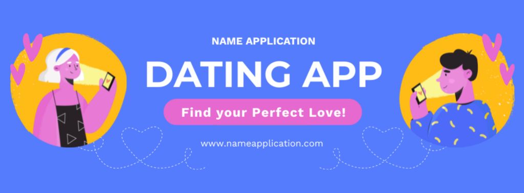 Ideal Dating App for Finding Match Facebook cover Šablona návrhu