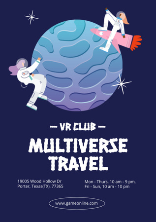 VR Club Ad with Astronaut in Space Flyer A5 Design Template