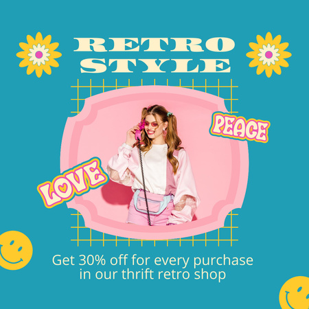 Candy retro style woman Instagram AD Design Template