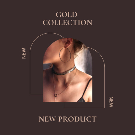 New Golden Collection of Jewelry for Women Instagram Design Template