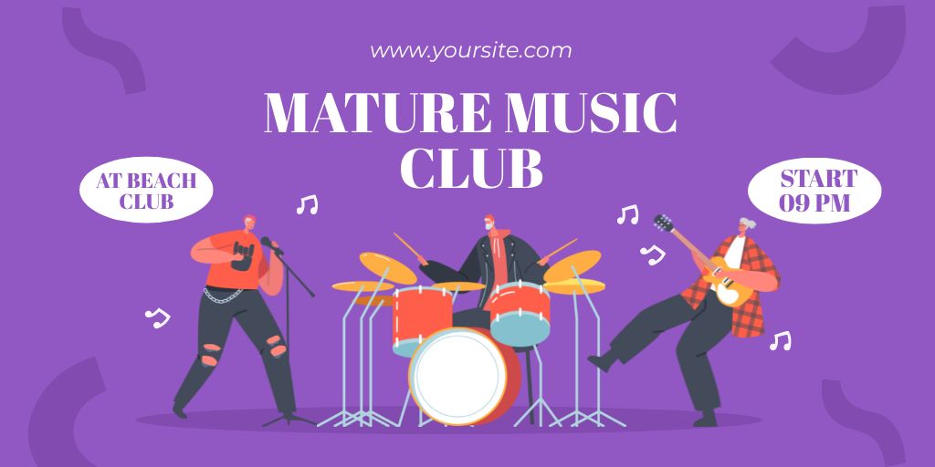 Mature Music Club Announcement Twitter Πρότυπο σχεδίασης