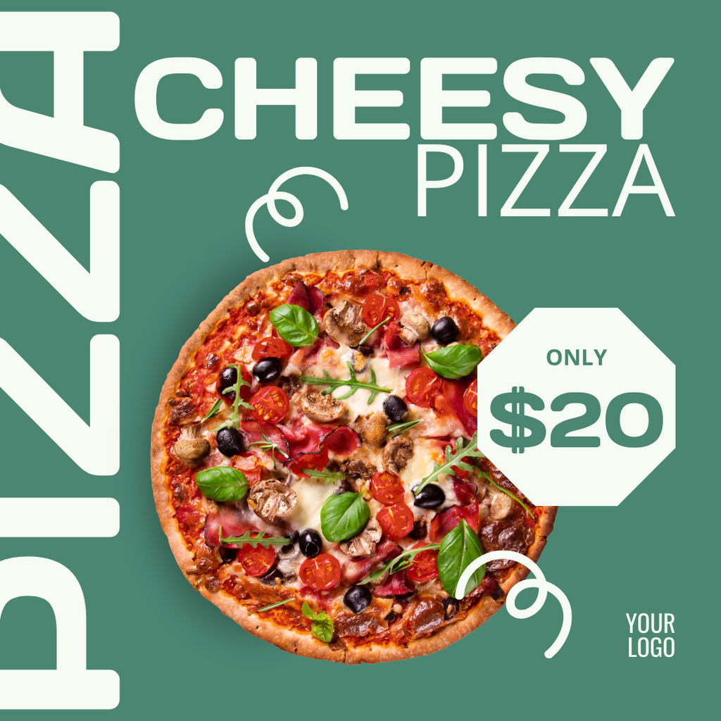 Designvorlage Cheesy Italian Pizza Offer für Instagram