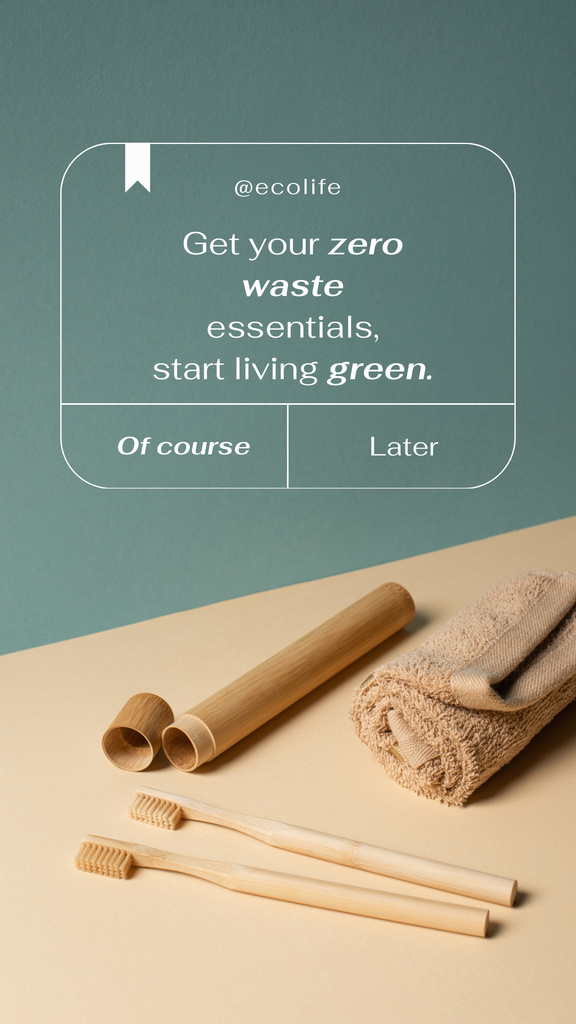 Zero Waste Concept with Wooden Toothbrushes Instagram Story – шаблон для дизайну