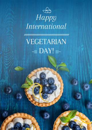 Berries of Happiness for International Vegetarian Day Postcard 5x7in Vertical Design Template