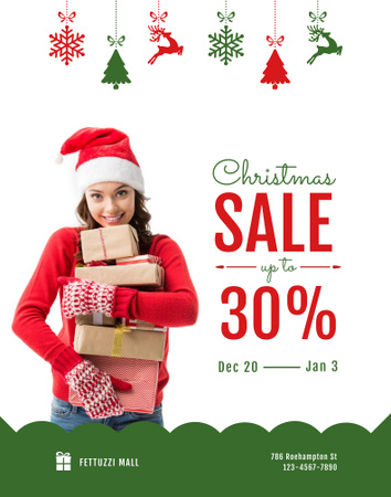 Platilla de diseño Traditional Christmas Sale Offer With Lots Of Presents Poster 22x28in