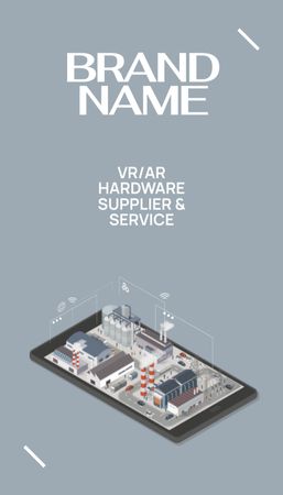 Virtual and Augmented Reality for Manufacturing Enterprises Business Card US Vertical Design Template