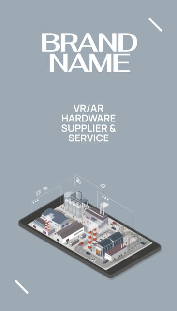 Virtual and Augmented Reality for Manufacturing Enterprises Business Card US Vertical Tasarım Şablonu