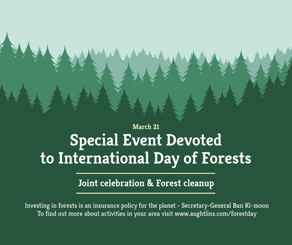 International Day of Forests Event Announcement in Green Facebookデザインテンプレート