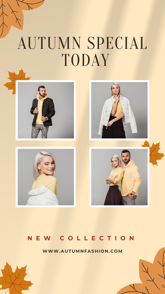 Fashion Shop Ad with Autumn Collection Instagram Story Design Template