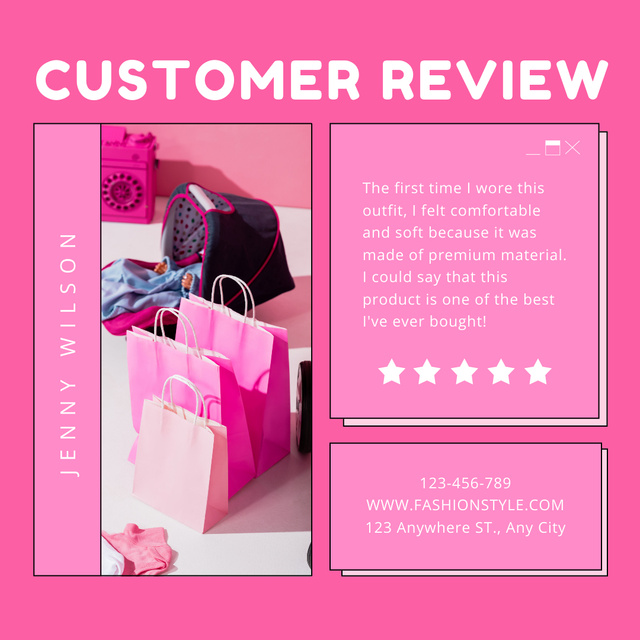 Designvorlage Customer's Testimonial on Bright Pink für Instagram AD