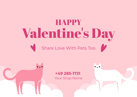 Happy Valentine's Day Greetings with Cute Cats Cardデザインテンプレート