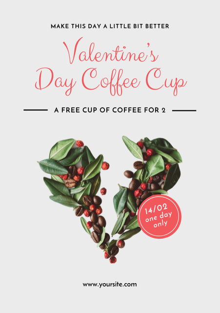 Valentine's Day Coffee Beans Heart Flyer A5 Design Template