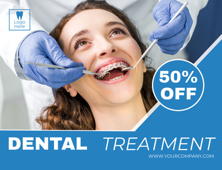 Dental Treatment Promo Thank You Card 5.5x4in Horizontal Design Template