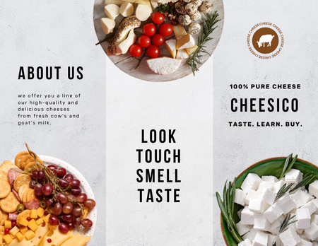 Cheese Tasting Announcement with Snacks on Plates Brochure 8.5x11in Z-fold Design Template