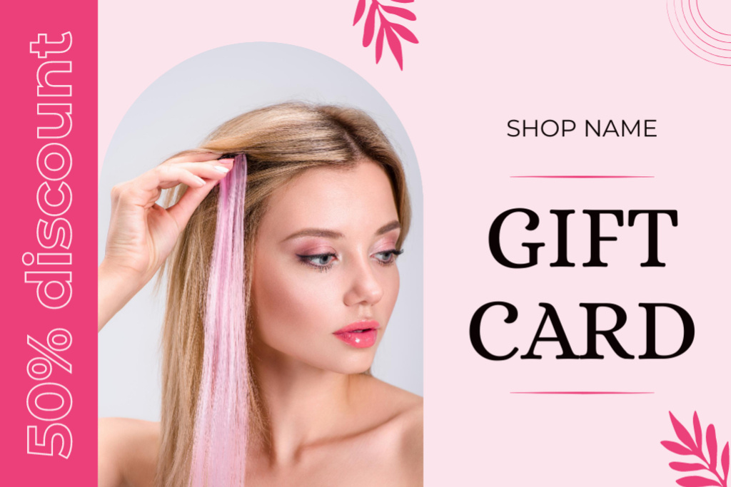 Template di design Discount on Fancy Hairstyle in Beauty Salon Gift Certificate