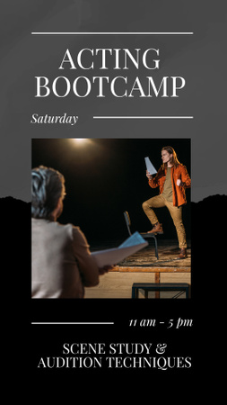 Tuloshakuinen Acting Bootcamp -ilmoitus lauantaina Instagram Video Story Design Template
