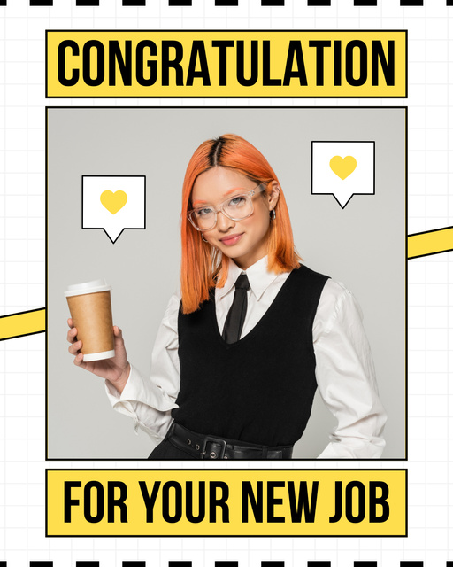 Ontwerpsjabloon van Instagram Post Vertical van Congratulations on New Job in Office