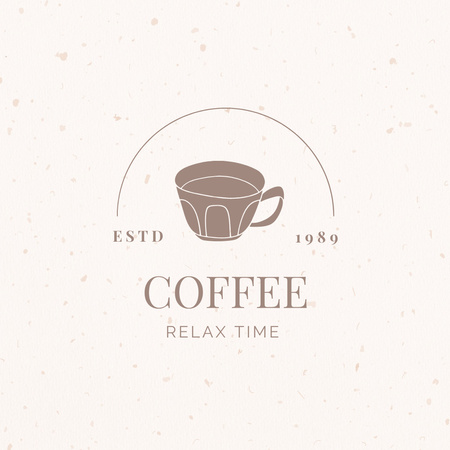 Coffee Shop Emblem with Cute Cup Logo Design Template