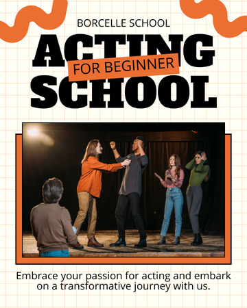 Designvorlage Werbung für eine Schauspielschule für Anfänger für Instagram Post Vertical