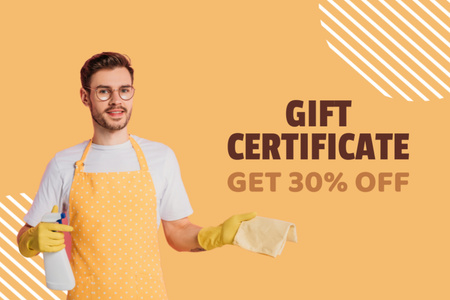 Household Cleaning Items Orange Gift Certificate Design Template