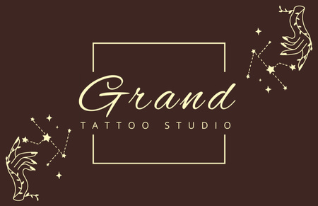 Hvězdy A Ruční Ilustrace Pro Propagaci Tattoo Studio Business Card 85x55mm Šablona návrhu