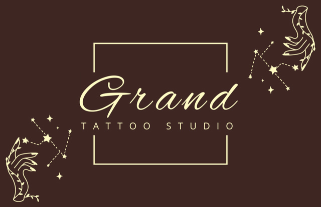 Stars And Hand Illustration For Tattoo Studio Promotion Business Card 85x55mm Šablona návrhu